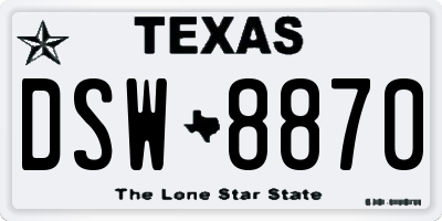 TX license plate DSW8870
