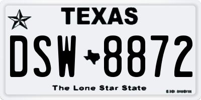 TX license plate DSW8872