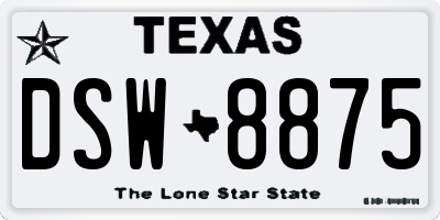 TX license plate DSW8875