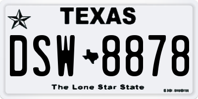 TX license plate DSW8878