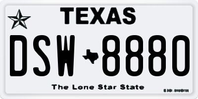 TX license plate DSW8880