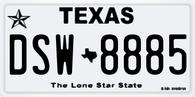 TX license plate DSW8885