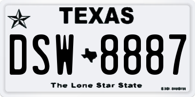 TX license plate DSW8887