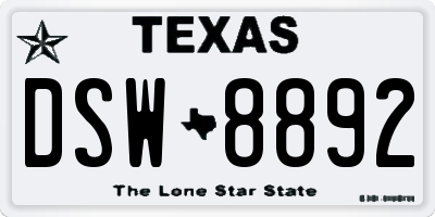 TX license plate DSW8892