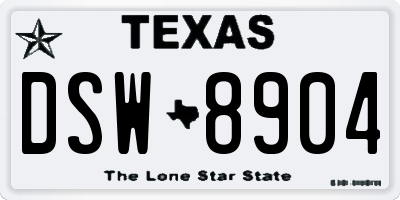 TX license plate DSW8904