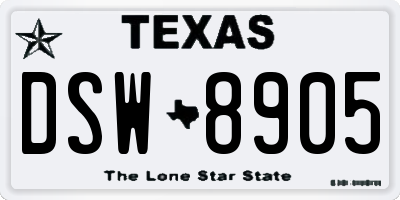 TX license plate DSW8905