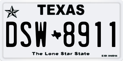 TX license plate DSW8911