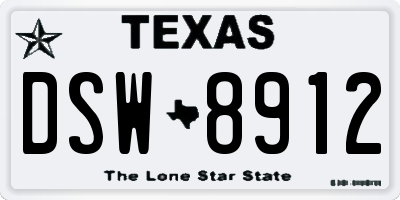 TX license plate DSW8912