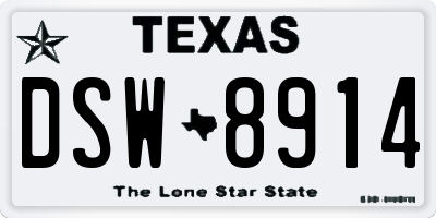 TX license plate DSW8914