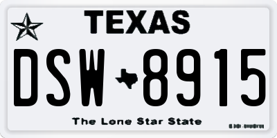 TX license plate DSW8915