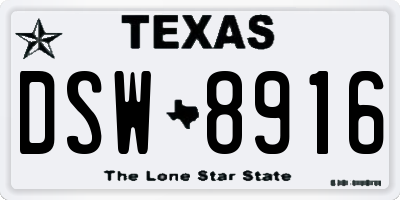 TX license plate DSW8916
