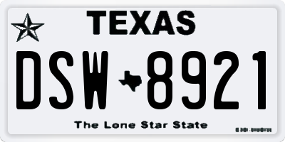 TX license plate DSW8921
