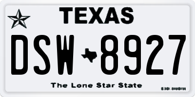 TX license plate DSW8927