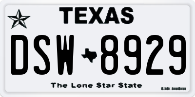 TX license plate DSW8929