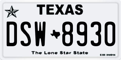 TX license plate DSW8930