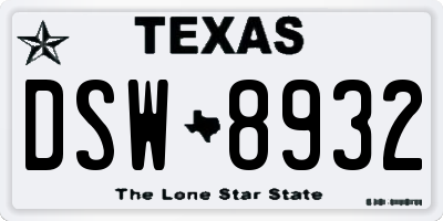 TX license plate DSW8932