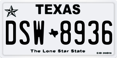 TX license plate DSW8936