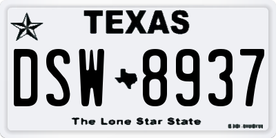 TX license plate DSW8937