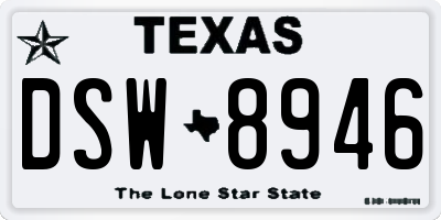 TX license plate DSW8946