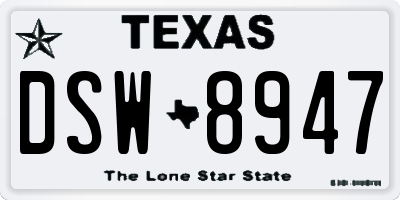 TX license plate DSW8947