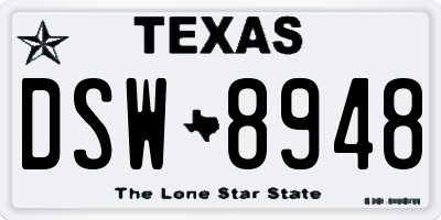TX license plate DSW8948