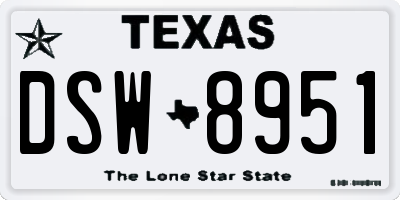 TX license plate DSW8951