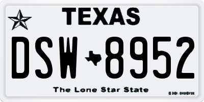 TX license plate DSW8952