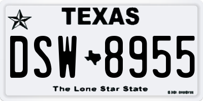 TX license plate DSW8955