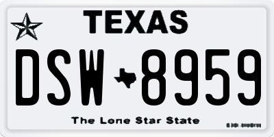 TX license plate DSW8959