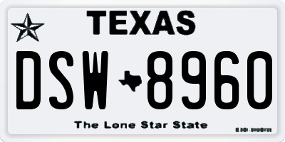 TX license plate DSW8960