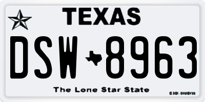 TX license plate DSW8963