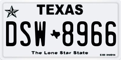 TX license plate DSW8966