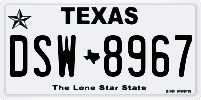 TX license plate DSW8967