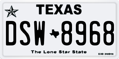 TX license plate DSW8968