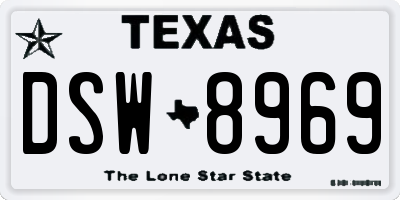 TX license plate DSW8969
