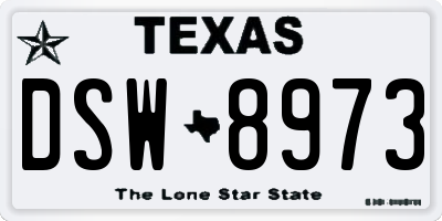 TX license plate DSW8973