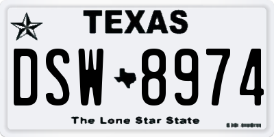 TX license plate DSW8974