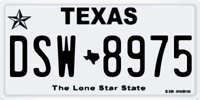 TX license plate DSW8975