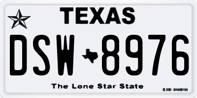 TX license plate DSW8976