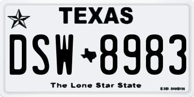 TX license plate DSW8983