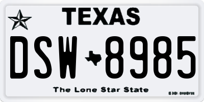 TX license plate DSW8985