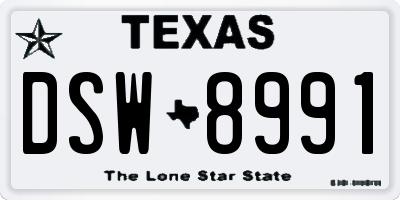 TX license plate DSW8991