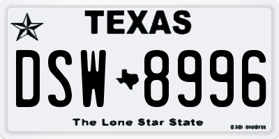 TX license plate DSW8996