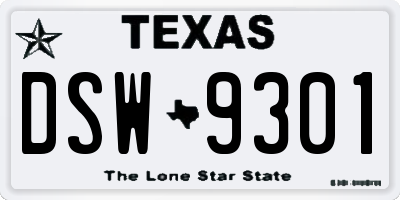 TX license plate DSW9301