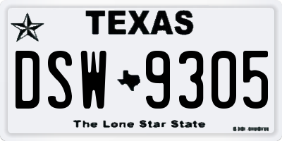 TX license plate DSW9305