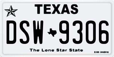 TX license plate DSW9306