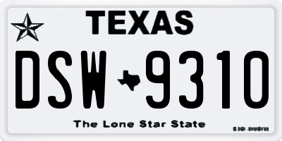 TX license plate DSW9310