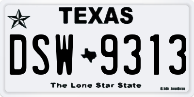 TX license plate DSW9313