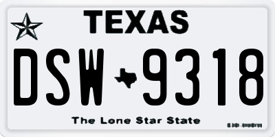TX license plate DSW9318