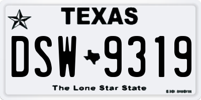 TX license plate DSW9319